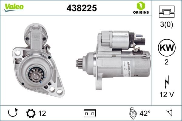 VALEO 438225 MARŞ MOTORU 12V 2KW 12DİŞ TRANSPORTER T6-PASSAT-GOLF VI-IBIZA 1.6TDI-2.0TDI 08 > - Görsel 1