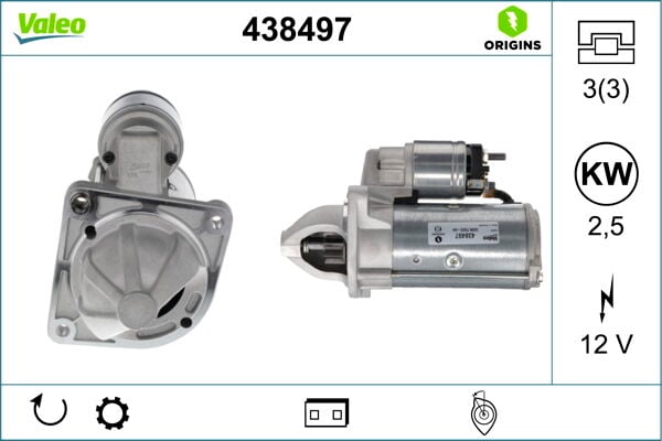 VALEO 438497 MARS MOTORU 12V 2.5 KW 9 DIS FIAT DUCATO 2.3 3.0 HDI PEUGEOT BOXER-CITROEN JUMPER 2.5-2.8-3.0 HDI - Görsel 1