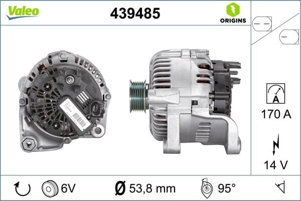 VALEO 439485 ALTERNATOR 14V 170A BMW E60 E61 E64 E65 - Görsel 1