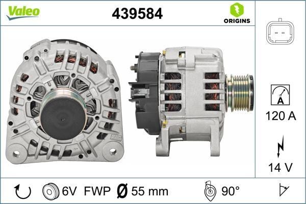 VALEO 439584 ALTERNATÖR 14V 125A RENAULT CLIO II 01>06 KANGOO 01>06 CLIO SYMBOL 01>09 SYMBOL II 08> DUSTER 10> LOGAN 06> SANDERO 08> 1.5dCi - Görsel 1