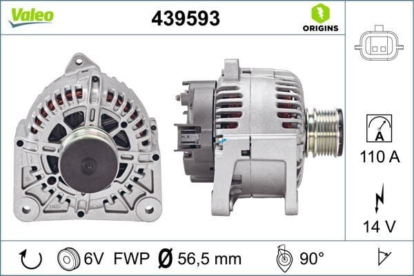 VALEO 439593 ALTERNATÖR 14V 110A RENAULT CLIO II 98> CLIO III 05> FLUENCE 10> KANGOO II 08> LAGUNA I-II-III MEGANE I-II- THALIA I-II LOGAN 06> 1.5dCi 1.6 - Görsel 1