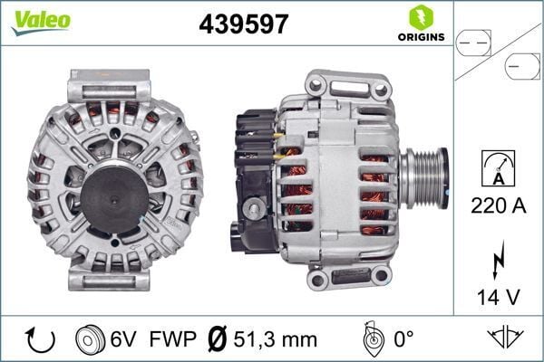 VALEO 439597 ALTERNATOR 14V 220A MERCEDES SPRINTER B906 06>09 - Görsel 1
