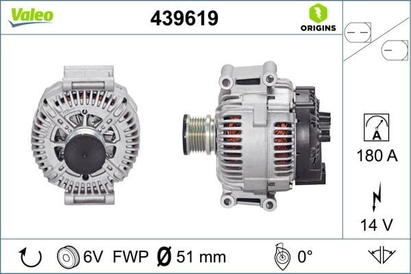 VALEO 439619 ALTERNATOR 14V 180A MERCEDES W639 B906 - Görsel 1