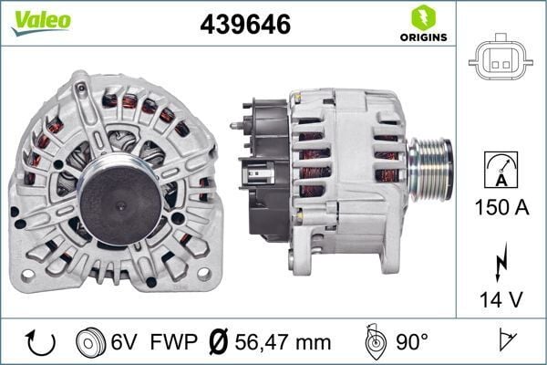 VALEO 439646 ALTERNATOR 14V 150A RENAULT CLIO III 05>10 CLIO IV 12> FLUENCE 10> KANGOO II 08> LAGUNA III 07>15 MEGANE II 02>08 MEGANE III 09>15 MEGANE IV 16> DUSTER II 17> 1.5dCi - Görsel 1