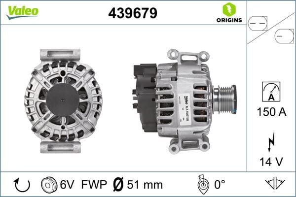 VALEO 439679 ALTERNATOR 14V 150A MERCEDES W203 W204 S204 W212 S212 C207 A207 B906 - Görsel 1