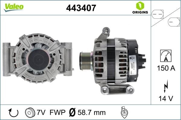 VALEO 443407 ALTERNATÖR FORD TRANSİT-RANGER 11> 2.2 TDCİ 150 AMP - Görsel 1