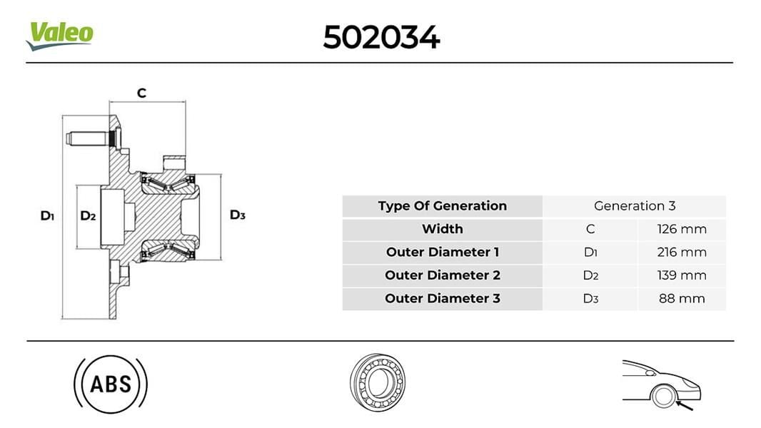 VALEO 502034 PORYA ÖN RULMANLI FORD TRANSİT 14> 6 BİJON ARKADAN ÇEKER PORYALI CİFT TEKER - Görsel 1