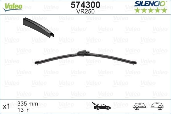 VALEO 574300 Valeo Silencio X-TRM Flat Blade VM250 X1 335 mm ARKA VW POLO IV 9; 02> - Görsel 1