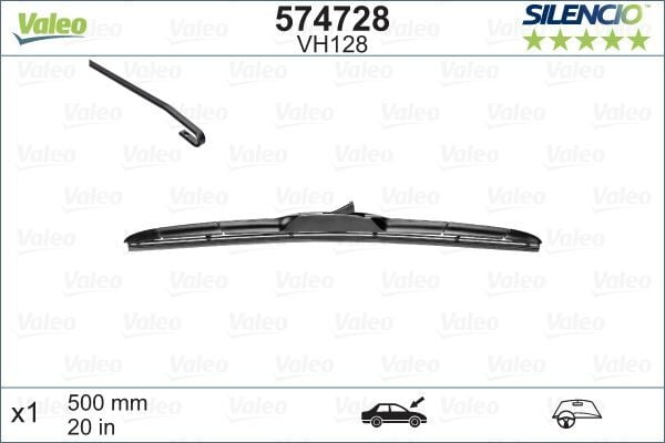 VALEO 574728 SİLECEK RÜZGARLIKLI KIA SUBARU SUZUKI TOYOTA - Valeo Silencio Hibrid VM128 X1 500 mm - Görsel 1