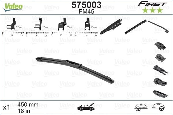 VALEO 575003 SİLECEK SÜPÜRGESİ 45cm X1 MUZ TİPİ FİRST 4 APARATLI/Multiconnection ÜNİVERSAL VFB45 - Görsel 1