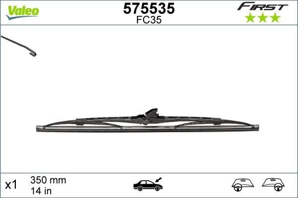 VALEO 575535 SİLECEK SÜPÜRGESİ 35cm x1 NORMAL TİP FİRST ÜNİVERSAL - Görsel 1