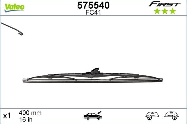 VALEO 575540 ARKA SİLECEK SÜPÜRGESİ 400mm NORMAL TİP FİRST ÜNİVERSAL - Görsel 1