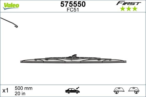 VALEO 575550 SİLECEK SÜPÜRGESİ RENAULT-DACIA 500 mm - Görsel 1