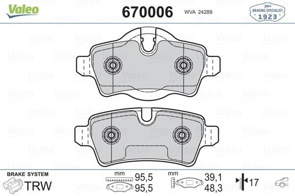 VALEO 670006 FREN BALATASI ARKA MINI R55 R56 R57 R58 R59 - Görsel 1