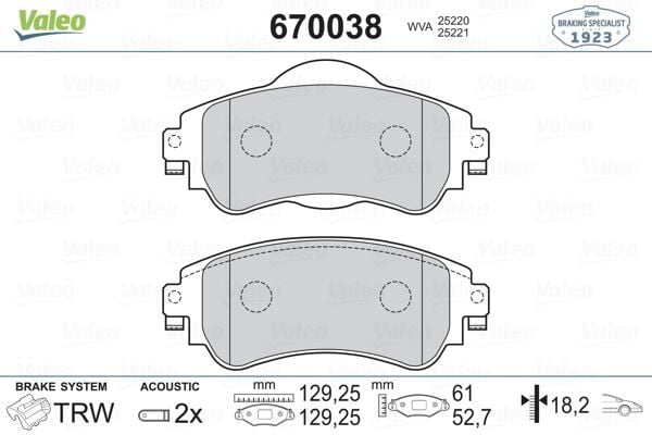 VALEO 670038 ÖN FREN BALATASI CITROEN C4 B7 1.4 VTI 09 > C4 1.6 HDI 11/2009 > DS4 1.6 HDI 1. 4.2011 > - Görsel 1