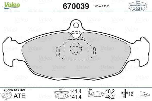 VALEO 670039 ÖN BALATA ASTRA F-CORSA A B -VECTRA A-TIGRA- 94-00 COMBO 1.4-1.6i-1.7 D 92-00 GDB1040 - Görsel 1