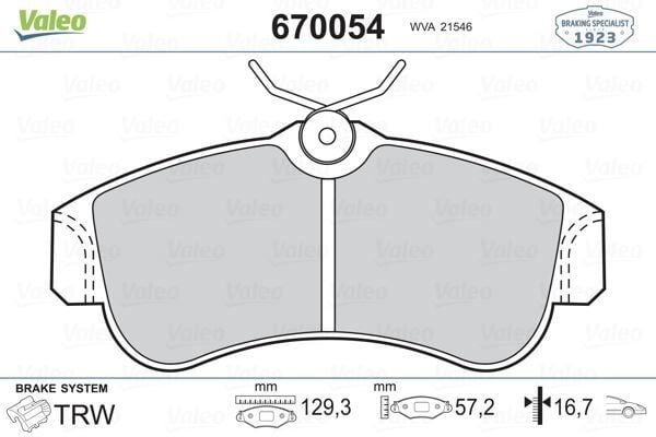 VALEO 670054 ÖN FREN BALATA NISSAN PRIMERA 1.6L GA16DE P11 97-98 - Görsel 1