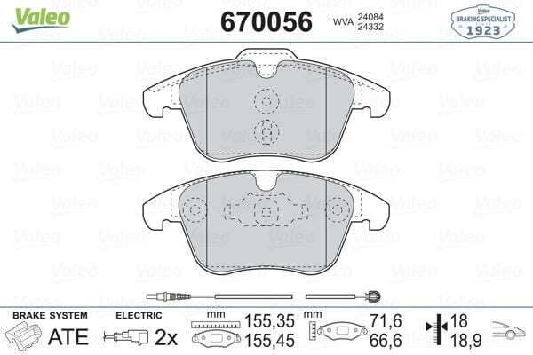 VALEO 670056 ÖN FREN BALATASI FİŞLİ P407 04>10 2.0 HDI P508 10>18 C5 1.6 1.8 2.0 1.6 HDI-2.0 HDI 08>16 - Görsel 1