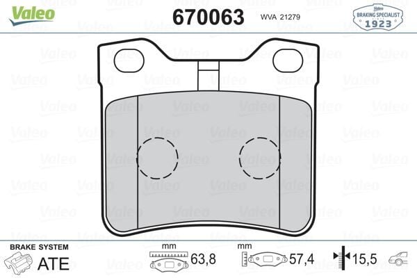 VALEO 670063 ARKA BALATA P406 1.6-1.8-2.0-2.1 TDİ 95-04 607 00 > - Görsel 1