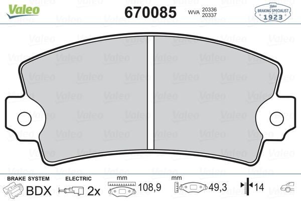VALEO 670085 ÖN BALATA FİŞLİ R12 C15 VISA 82-91 - Görsel 1