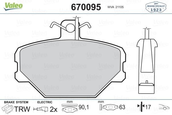 VALEO 670095 ÖN BALATA FİŞLİ TMPR-TİPO UNO 1.4-1.6 PANDA 85-04 - Görsel 1