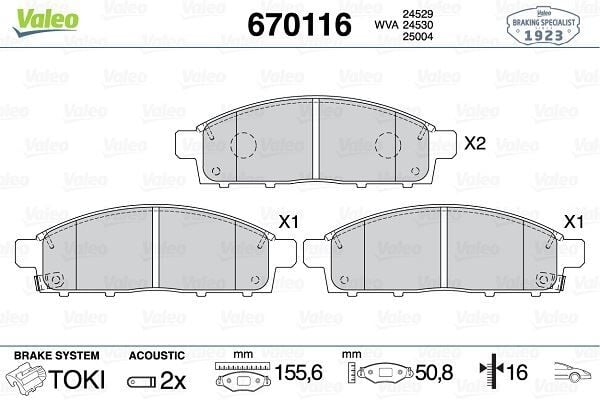 VALEO 670116 ÖN FREN BALATA FIAT FULLBACK 16> / MITSUBISHI L200 2.4L 4N15 KL1T KL2T Euro5 H-LINE 15-> Telli tip - Görsel 1