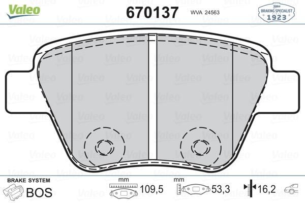 VALEO 670137 ARKA BALATA CADDY-GOLF6-JETTA-A3-OCTAVIA-SUPERB 10 > - Görsel 1