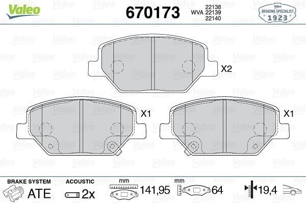 VALEO 670173 ÖN FREN BALATASI OPEL INSIGNIA B 18> 17 İNÇ JANT - Görsel 1