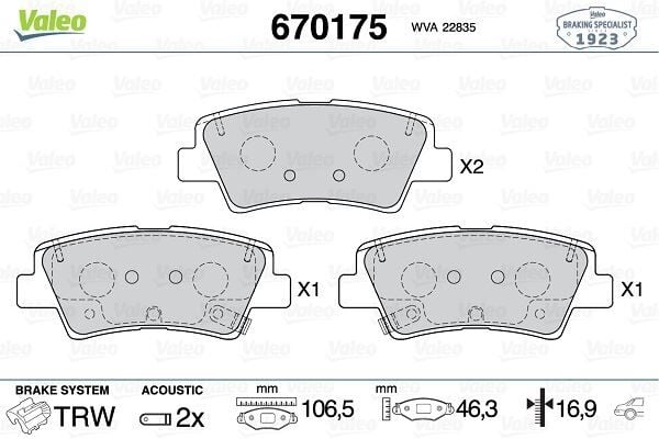 VALEO 670175 ARKA FREN BALATASI OPEL INSIGNIA B 17>16 16 INÇ - Görsel 1