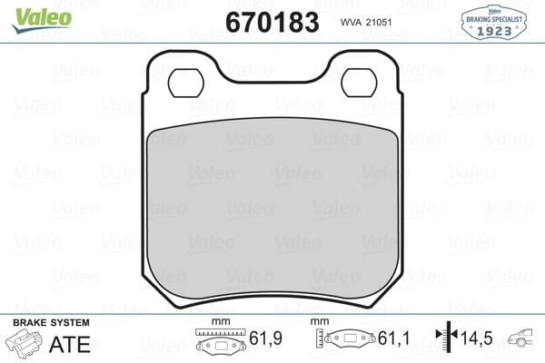VALEO 670183 ARKA BALATA VECTRA B 95-00 OMEGA A 86-94 - Görsel 1