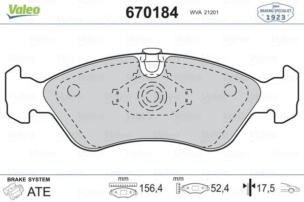 VALEO 670184 ÖN BALATA ASTRA F 91-98 CALIBRA-OMEGA-VECTRA A 1.8-2.0 88-95 - Görsel 1