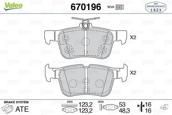 VALEO 670196 ARKA FREN BALATASI GALAXY III 15> MONDEO V 14> EDGE 15>19 FOCUS IV 17> KUGA III 19> - Görsel 1