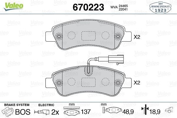 VALEO 670223 ARKA FREN BALATASI FİŞLİ BOXER-JUMPER-DUCATO 06> - Görsel 1