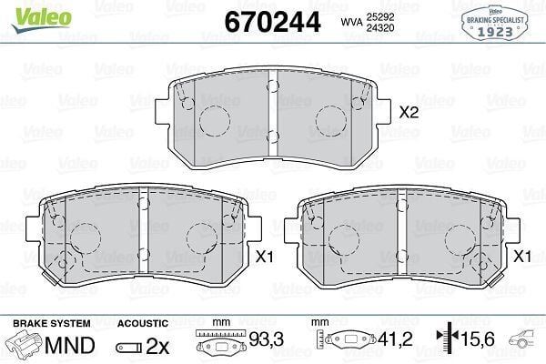 VALEO 670244 ARKA BALATA HYUNDAI İX35 1.6-2.0-2.0 4WD 10 > KIA CERATO II 2.0-1.6 CVVT-2.0 GDI 10 > - Görsel 1