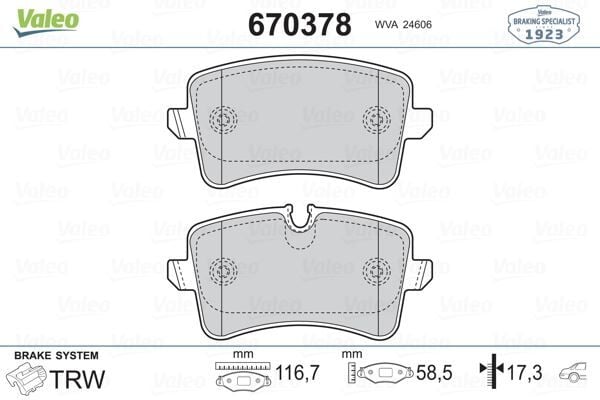 VALEO 670378 ARKA BALATA A4-A5-Q5 09 > - Görsel 1