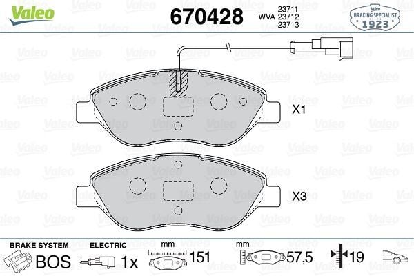 VALEO 670428 ÖN FREN BALATASI FİŞLİ FIAT BRAVO II 08>14 EGEA HB 15> ALFA ROMEO MITO 08>15 LANCIA DELTA III 08>14 1.3D MTJ 1.4TB 1.6D MTJ 1.9D MTJ 2.0D MTJ BÜYÜK TİP - Görsel 1