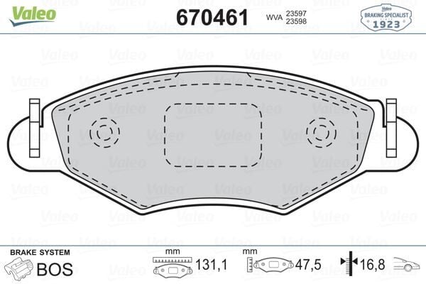 VALEO 670461 ÖN FREN BALATASI PEUGEOT P206 1.4 1.6 09/98> P306 1.4 1.6 5/93> - Görsel 1