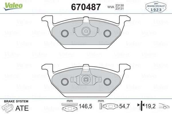 VALEO 670487 GDB1357 ÖN BALATA GOLF IV BORA 97-6.05 POLO 99 > OCTAVIA 97 >LEON TOLEDO 99-06 IBIZA 02 > AUDI - Görsel 1