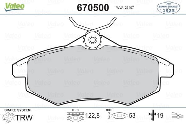 VALEO 670500 ÖN FREN BALATASI CITROEN C2 03>12 C3 02>10 KÜÇÜK TİP - Görsel 1