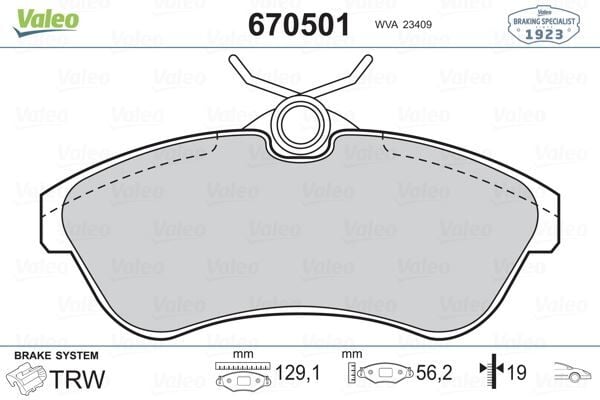 VALEO 670501 ÖN FREN BALATASI CITROEN C2 06>09 C3> 03>10 - Görsel 1