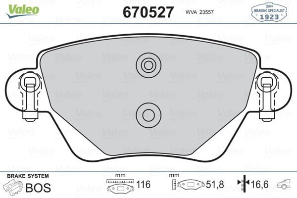 VALEO 670527 ARKA BALATA RENAULT KANGOO 01> FORD MONDEO 00>07 JAGUAR X-TYPE 01>09 - Görsel 1