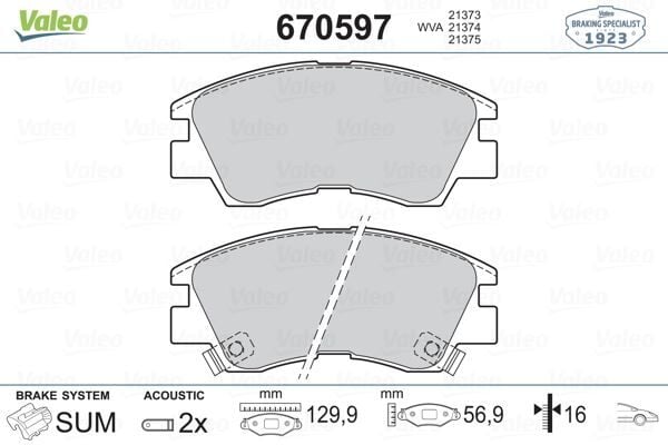 VALEO 670597 ÖN FREN BALATA MITSUBISHI L200 2.5L 4D55 4D56 8v K14T 4x2 4x4 86-98 / L300 2.5L 4D56 8v P15V PANELV AN 86-> - Görsel 1