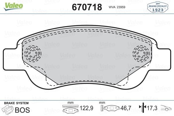 VALEO 670718 ÖN BALATA P107 06/05 > P108 14 >C1 1.0 1.4HDİ 6.05 > 1.0 1.2VTİ 14 > TOYOTA AYGO 1.0 1.4 HDİ 7.05 > - Görsel 1