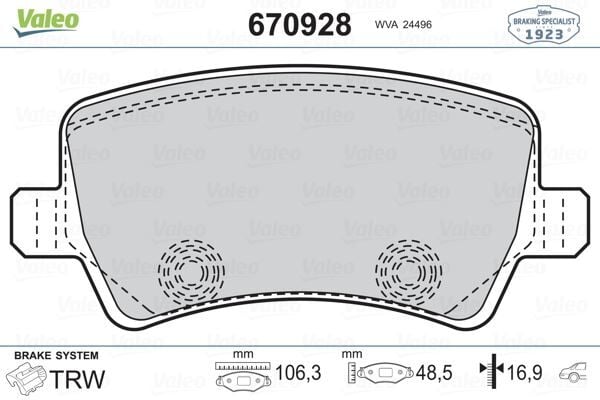 VALEO 670928 FREN BALATASI ARKA FORD S-MAX 09> GALAXY III 06> . VOLVO S60 10> S80 06> V60 V70 06> XC60 08> XC70 0 6> . LAND ROVER FREELANDER II L359 RANGE ROVER EVOQUE L538 - Görsel 1
