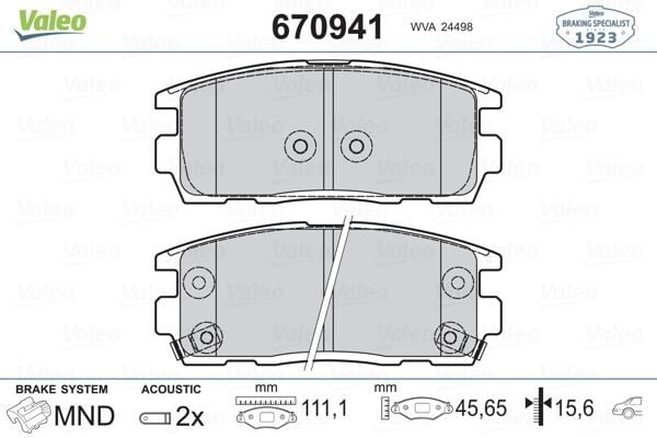 VALEO 670941 ARKA BALATA ANTARA 2.4-3.2 V6-2.0 CDTI 5.06 >10 > CAPTİVA 2.0D 2.2D 2.4 3.0 3.2 06.06 >11 > - Görsel 1