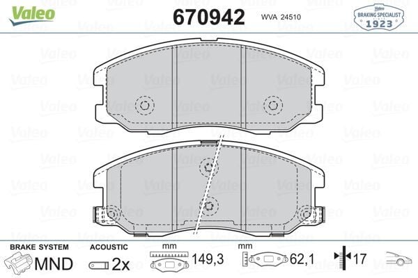 VALEO 670942 ÖN BALATA ANTARA 2.4-3.2 V6-2.0 CDTI 05/06> CAPTİVA 06.06> - Görsel 1
