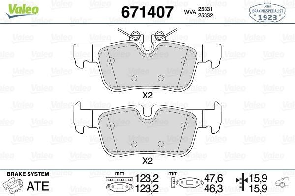 VALEO 671407 FREN BALATASI ARKA BMW F40 F44 F45 F46 F48 F49 F39 . MINI F54 F60 - Görsel 1