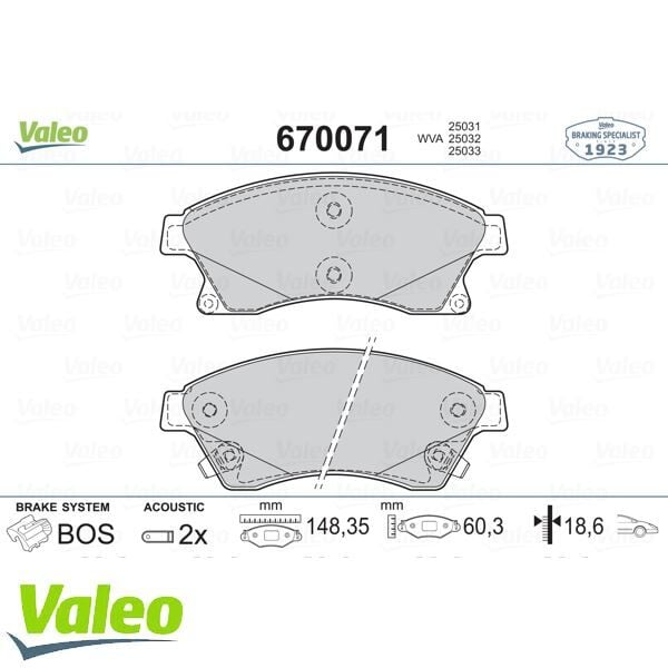 VALEO 9001047 ÖN BALATA 15 INC ASTRA J 1.3 CDTI-1.4-1.4 TURBO-1.6 1.7 CDTİ 2.0CDTİ 10>AVEO 11>CRUZE 11> - Görsel 1