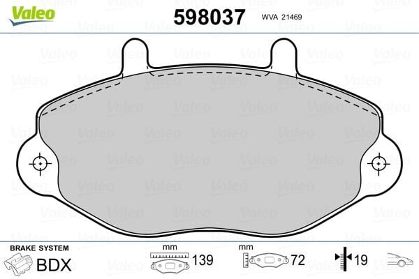 VALEO 9001059 FREN BALATASI ÖN FORD TRANSİT 92> T15-M15 FTE KIRMIZI KUTU FTE KIRMIZI KUTU - Görsel 1
