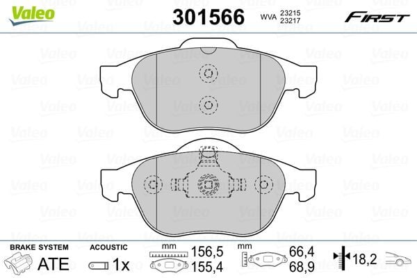 VALEO 9001077 ÖN FREN BALATASI RENAULT LAGUNA II 01>05 LAGUNA III 07>15 MEGANE II 02> - Görsel 1